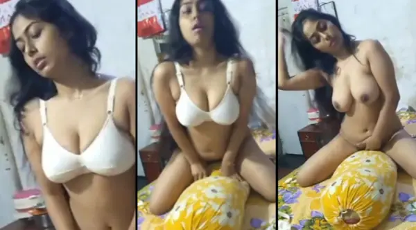 Desi Cute Girl Riding on Pillow her boobs Uncut Video